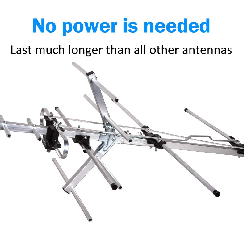 Five Star Yagi Satellite HD TV Antenna up to 200 Mile Long Range, Attic or Roof Mount Digital OTA TV Antenna for 4K Supports 4 TVs Installation Kit & Mounting Pole, Radio/FM Antenna - Image 3